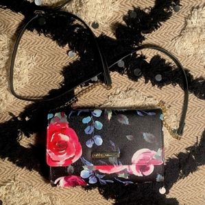 Betsey Johnson Floral Print Chain Strap Crossbody Purse